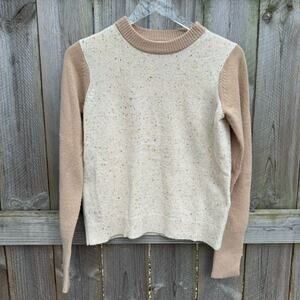 3.1 Phillip Lim Colorblock Cashmere Crew Neck Knit Sweater Pullover Cream Tan XS